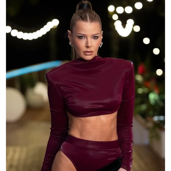 LaQuan Smith Burgundy Crop Top